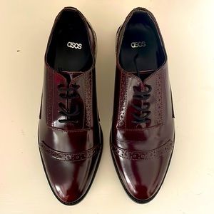 Asos leather brogue shoes (Oxford) in oxblood 8 8.5 6UK patent leather